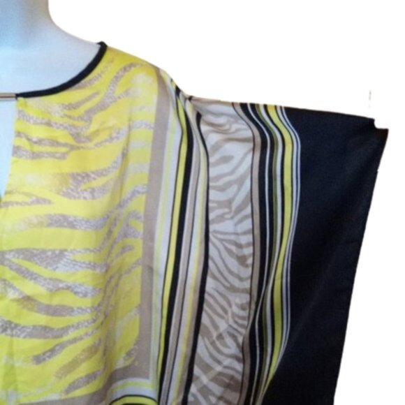 Yellow, Black, White Kaftan Style Blousy Top Size XL - Picture 2 of 3